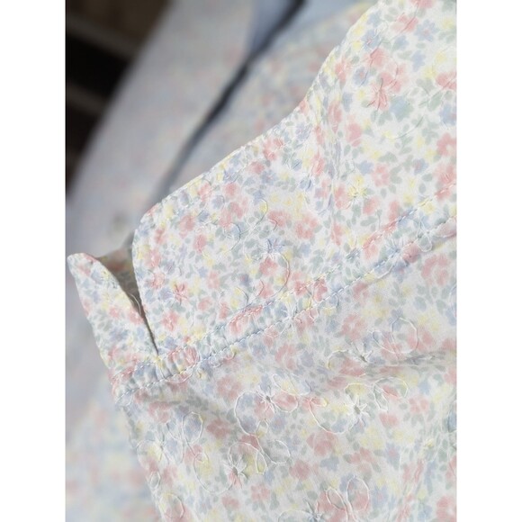 100% Cotton Pastel Summer Pearl Snap Embroidered Floral Shirt Sz 18 3/4 Sleeve - Picture 8 of 14